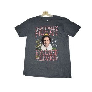 Elf "I'm Actually Human‎ But I Was Raised by Elves" Men's Gray Large T-Shirt New